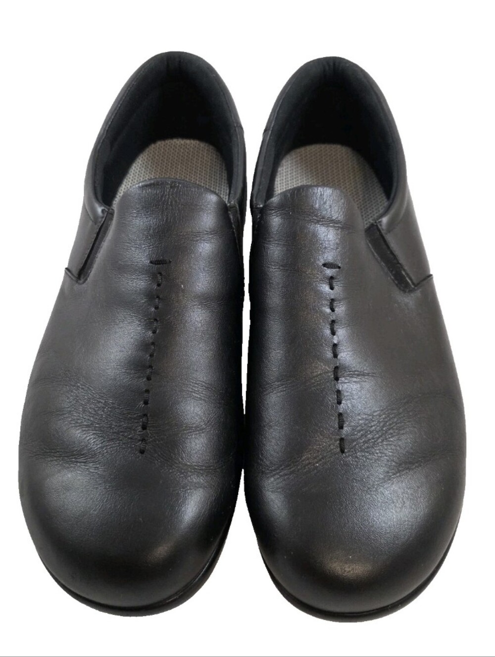SAS Viva Black Leather Comfort Slip-On Walking Shoes Women's 12WW Wide USA - Picture 1 of 16